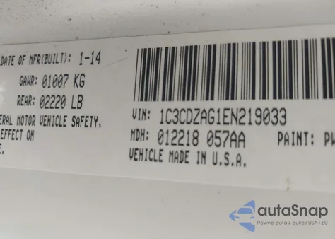 2014 Dodge Avenger Se z USA, uszkodzony, nr VIN 1C3CDZAG1EN219033